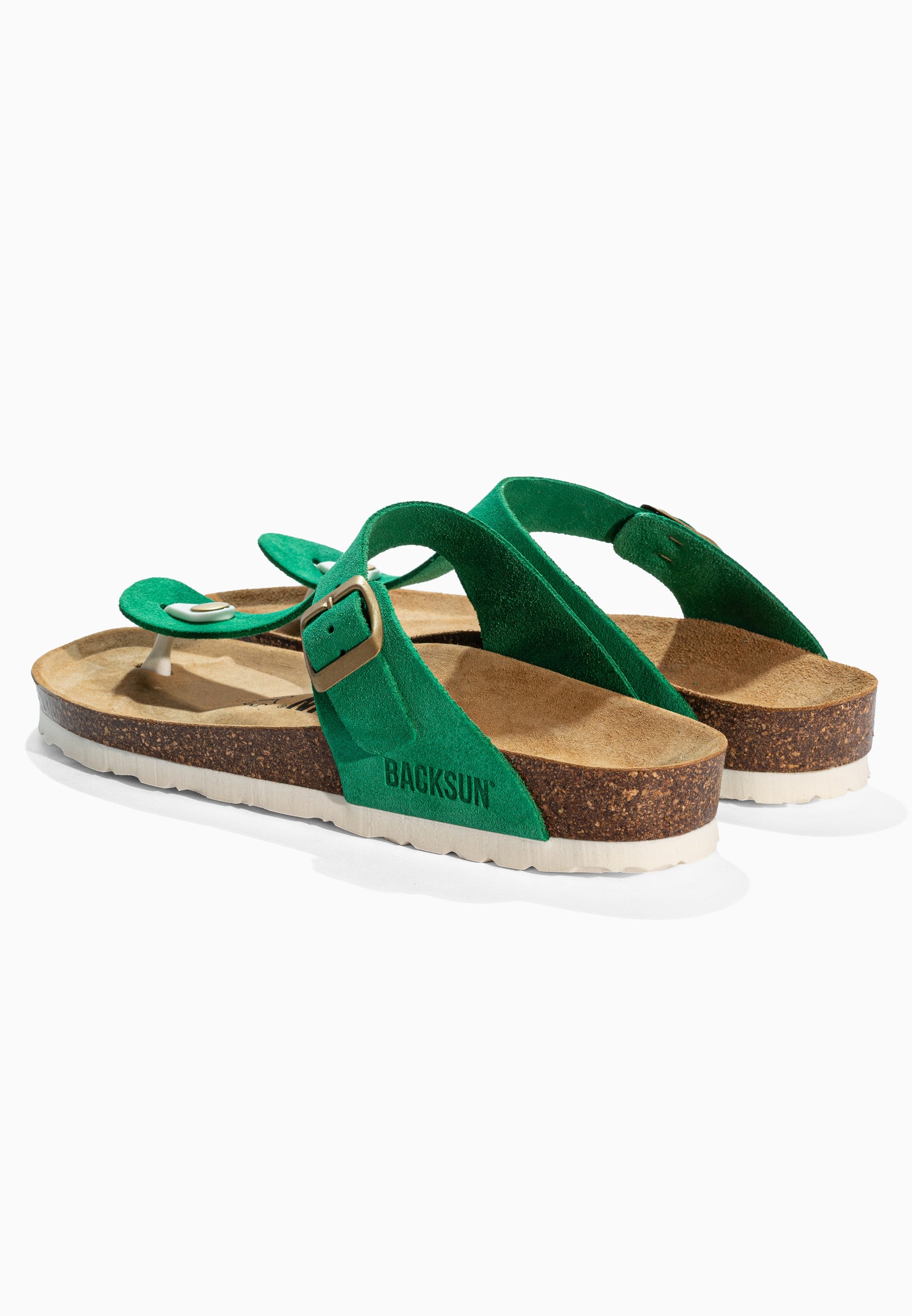Sandales à Entre-doigts Singapore Vert en Cuir Suédé