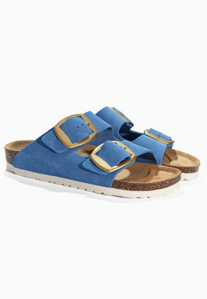Sandales 2 Brides Londrina Bleu en Cuir Suédé