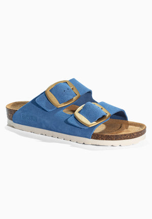 Sandales 2 Brides Londrina Bleu en Cuir Suédé