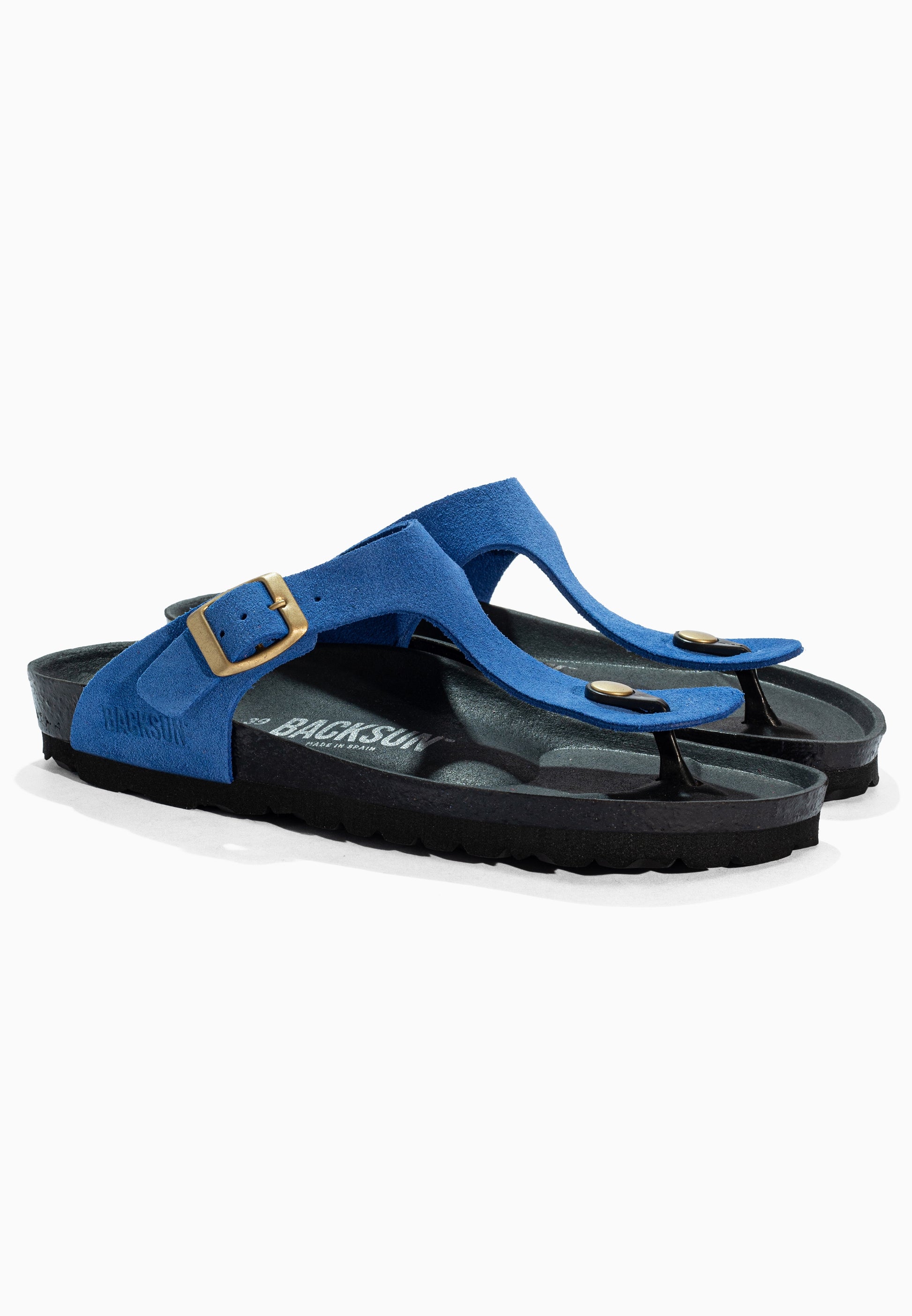 Sandales à Entre-doigts Singapore Bleu en Cuir Suédé