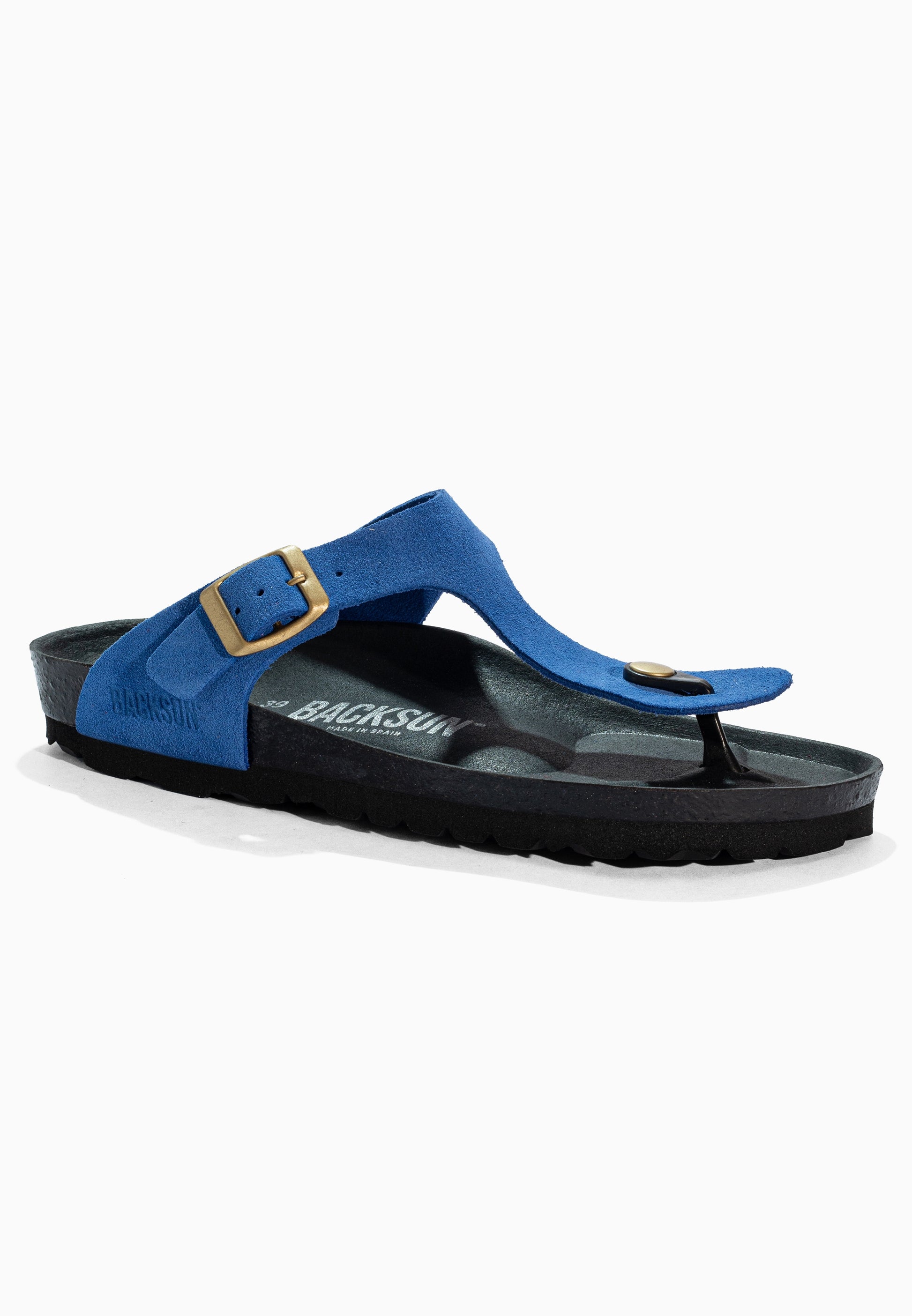 Sandales à Entre-doigts Singapore Bleu en Cuir Suédé
