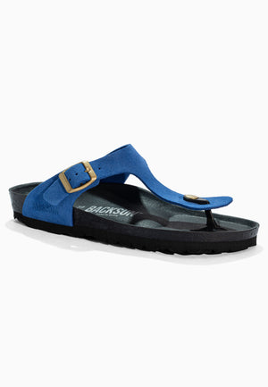 Sandales à Entre-doigts Singapore Bleu en Cuir Suédé