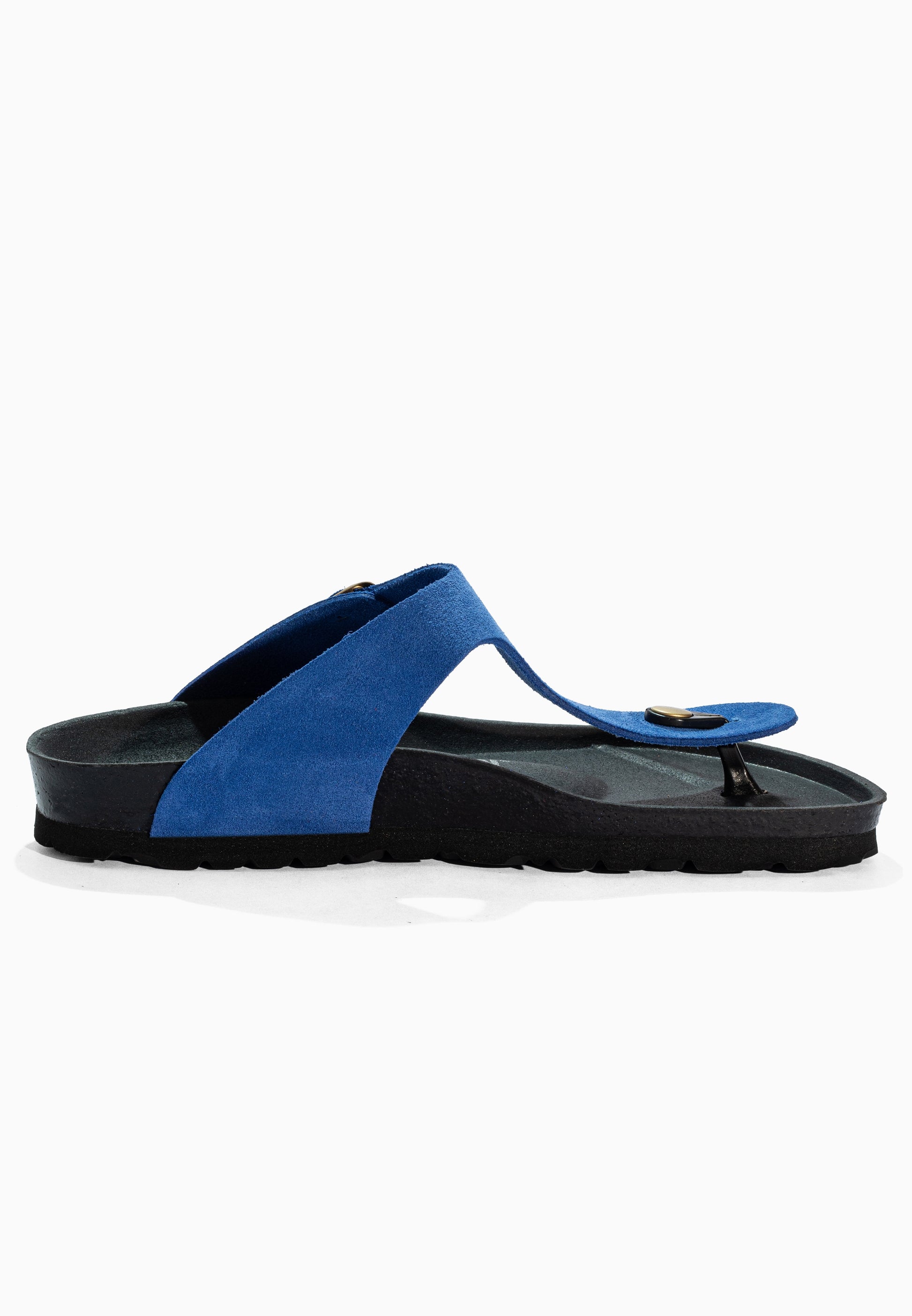 Sandales à Entre-doigts Singapore Bleu en Cuir Suédé