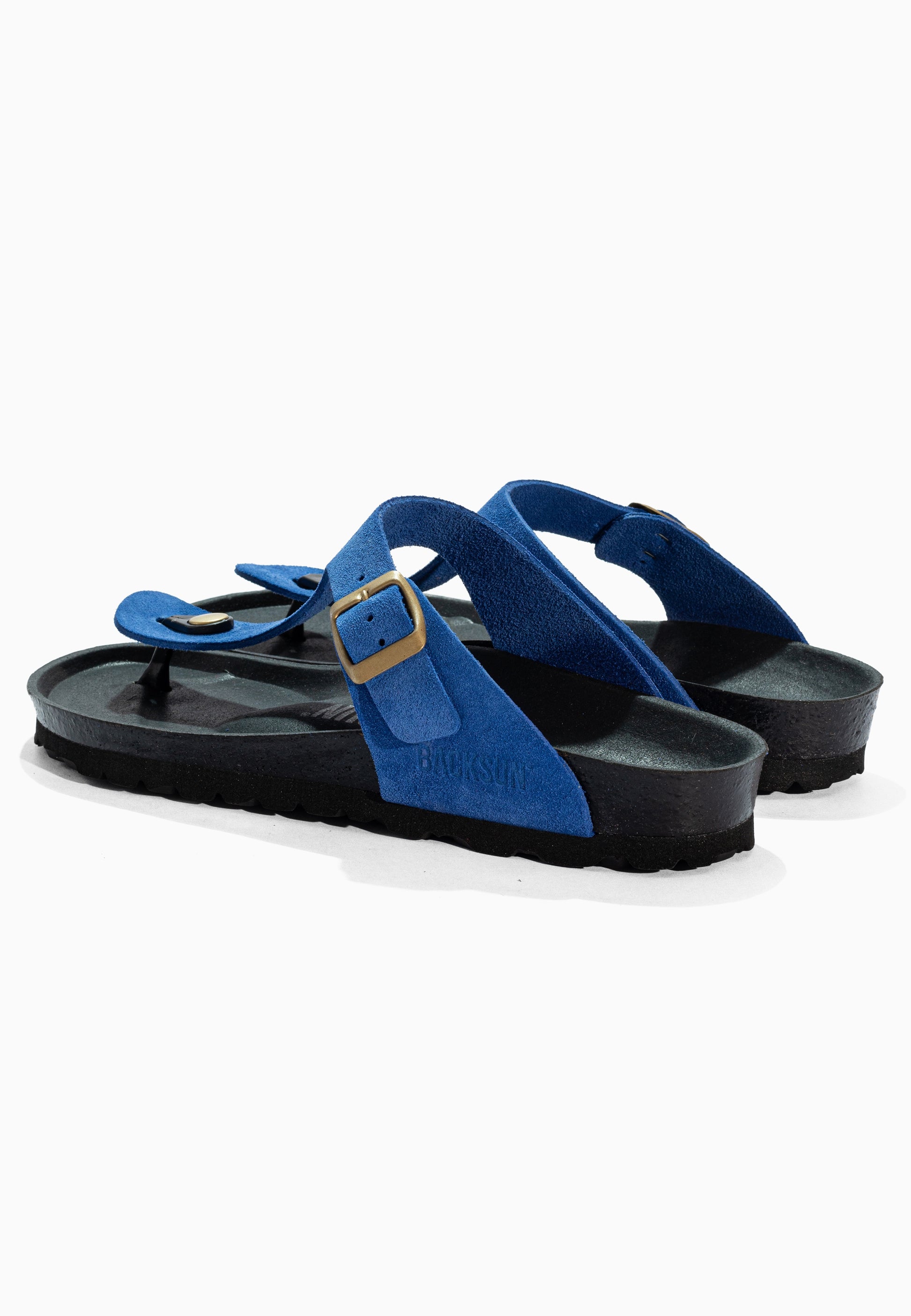 Sandales à Entre-doigts Singapore Bleu en Cuir Suédé