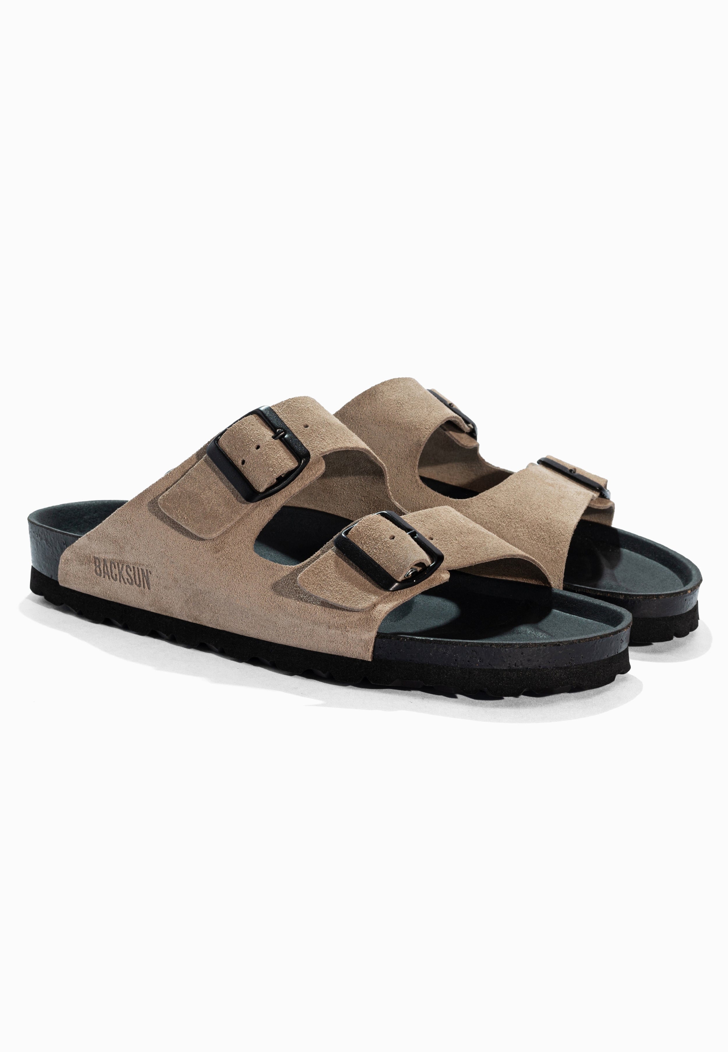 Sandales 2 Brides Bali Beige en Cuir Suédé