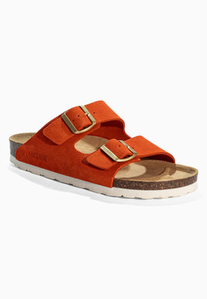 Sandales 2 Brides Bali Orange en Cuir Suédé