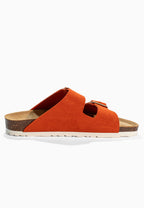 Sandales 2 Brides Bali Orange en Cuir Suédé