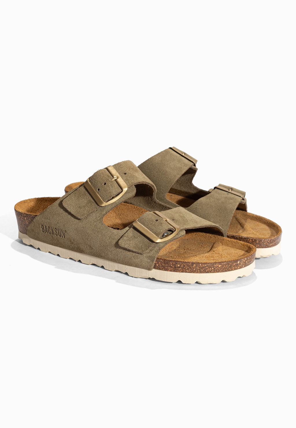 Sandales Bali Kaki et Taupe en Cuir Suédé