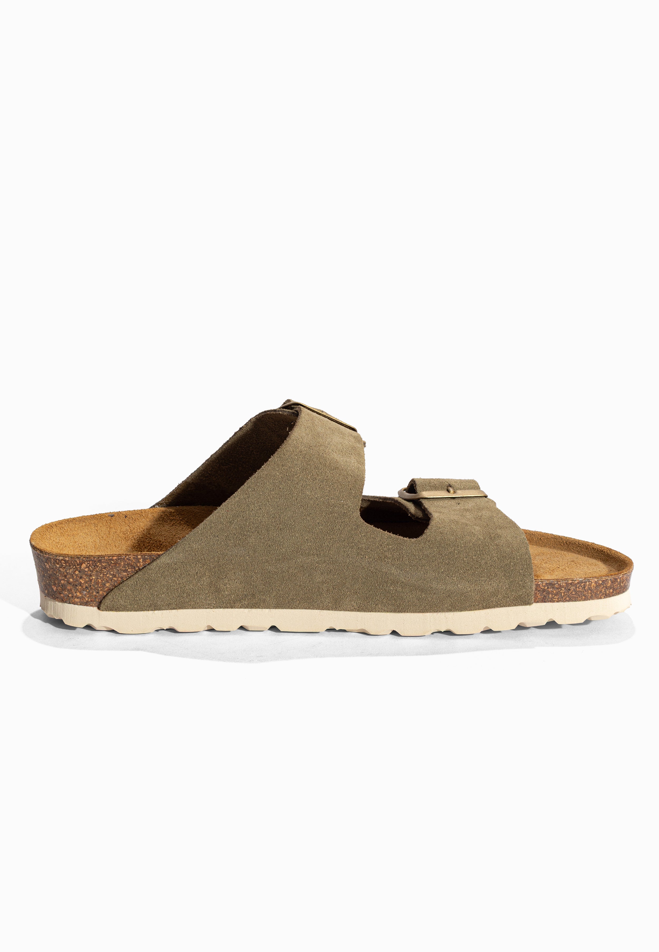 Sandales Bali Kaki et Taupe en Cuir Suédé