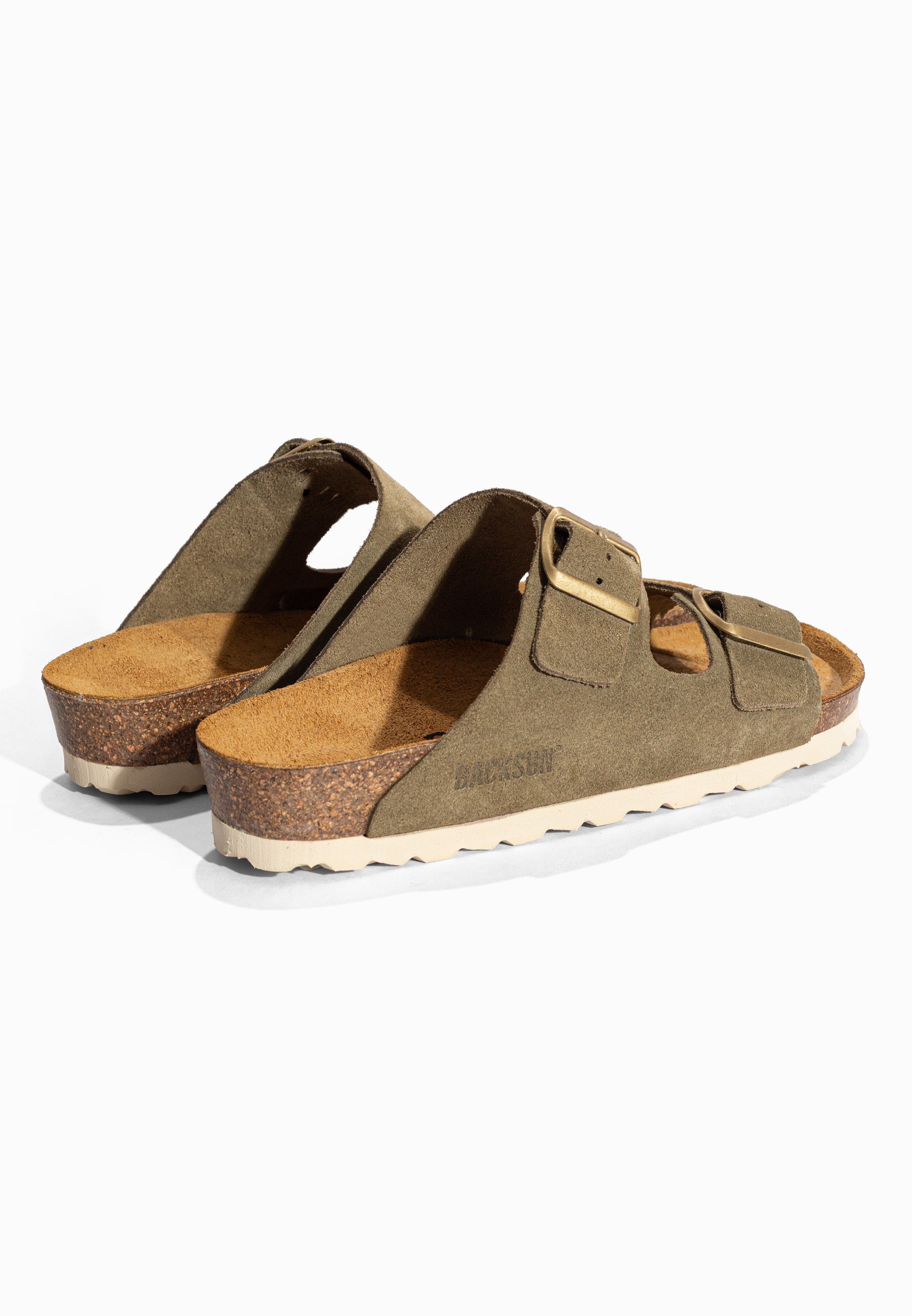 Sandales Bali Kaki et Taupe en Cuir Suédé