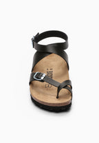 Schwarze Mala-Sandalen mit Zehensteg