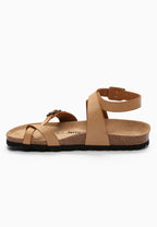 Kamelfarbene Sandalen „Mala“ mit Zehenriemen